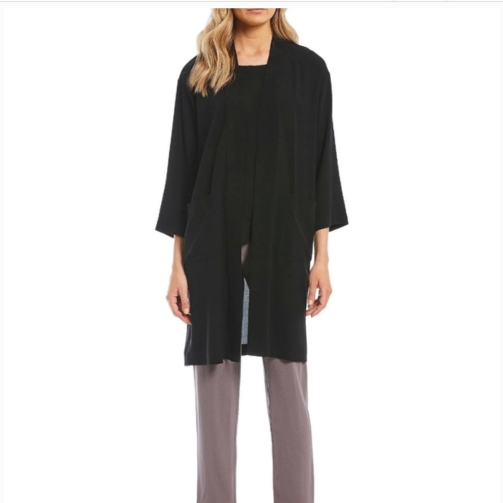 NWT Eileen Fisher Sheer Silk Georgette Kimono Jacket M